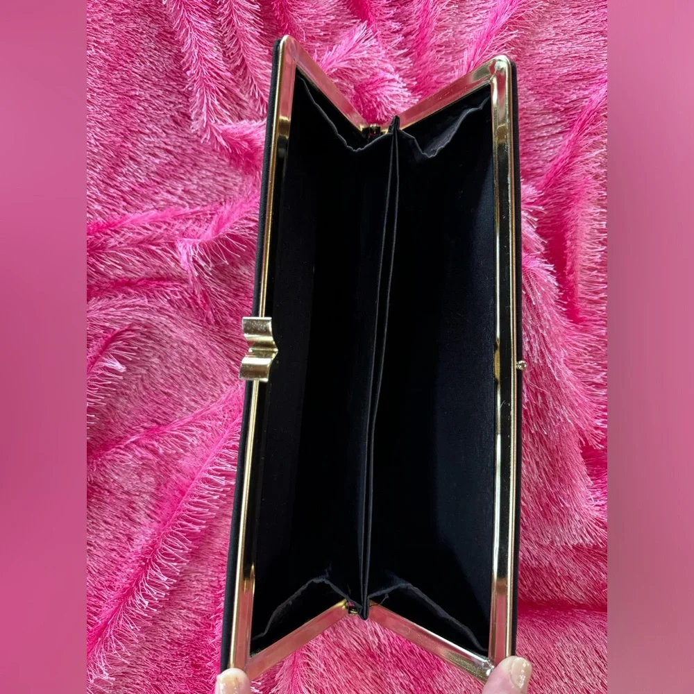 Clutch Evening Bag Black Simple Elegant (~11” x 4.5”) - Picture 10 of 12